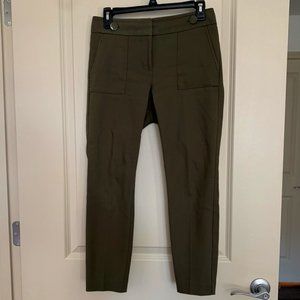 Olive green, Skinny, Ankle length Trousers